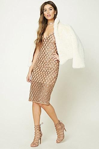 Forever21 Sequined Mesh Cami Dress