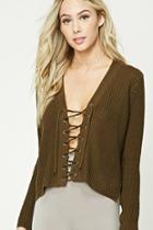 Forever21 Women's  Boxy Lace-up Sweater