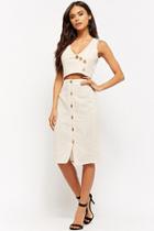 Forever21 Crop Top & Button-front Skirt Set