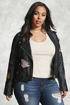 Forever21 Plus Size Patch Moto Jacket