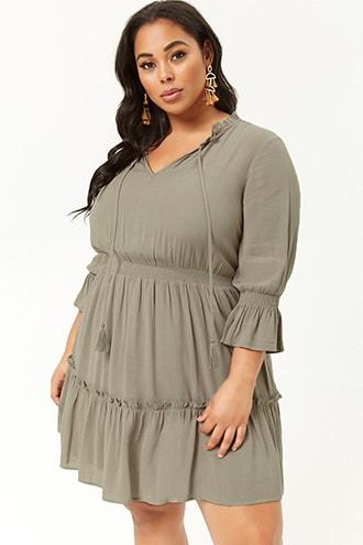 Forever21 Plus Size Smocked Peasant Dress