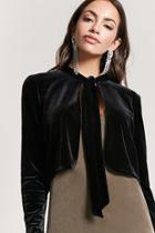 Forever21 Velvet Tie-neck Open-front Jacket