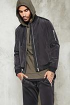 21 Men Men's  Black Padded Bomber Jacket