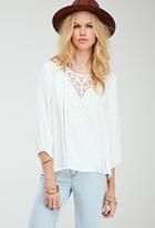 Forever21 Crochet Overlay Peasant Top