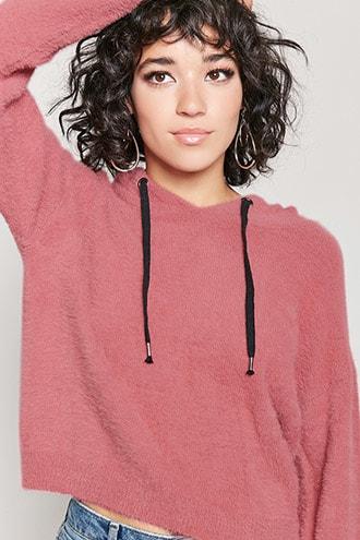 Forever21 Fuzzy Hooded Sweater