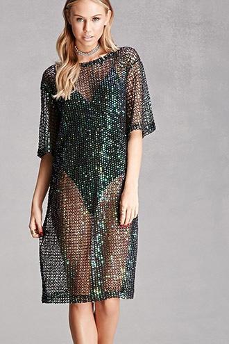 Forever21 Women's  Rehab Sequined Open-knit Dress