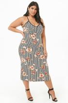Forever21 Plus Size Striped Floral Cami Midi Dress