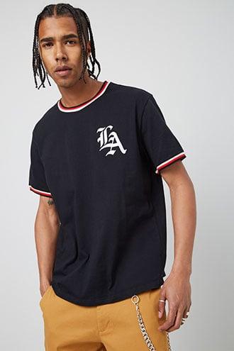 Forever21 La Embroidered Ringer Tee