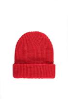 Forever21 Ribbed Fold-over Beanie (red)