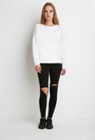 Forever21 Women's  Dolman-sleeve Distressed Sweatshirt (white)