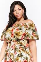 Forever21 Tropical Print Off-the-shoulder Top