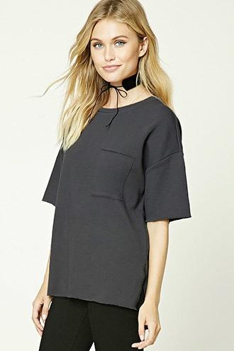 Love21 Women's  Charcoal Contemporary Dolman Sweatshirt