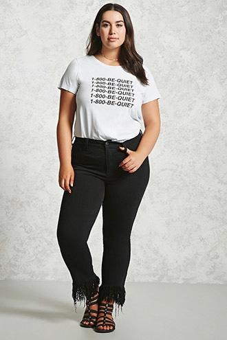 Forever21 Plus Size Fringed Hem Jeans