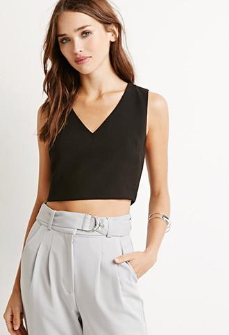 Forever21 Textured Crepe Crop Top