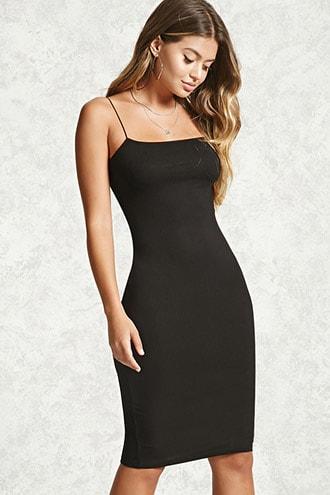 Forever21 Ribbed Square-neck Midi Dress