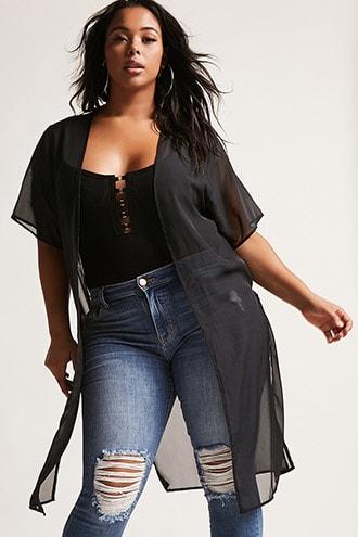 Forever21 Plus Size Sheer Chiffon Cardigan