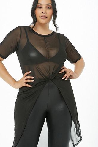 Forever21 Plus Size Sheer Twisted High-low Top