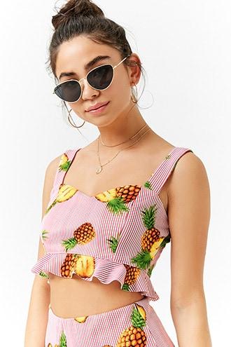 Forever21 Pineapple Sweetheart Crop Top