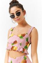 Forever21 Pineapple Sweetheart Crop Top