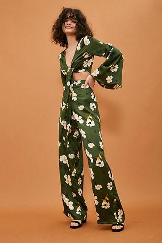 Forever21 Satin Floral Wide-leg Pants