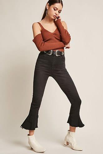 Forever21 Frayed Flare Leg Jeans