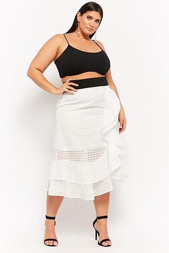 Forever21 Plus Size Ruffle-trim Midi Skirt