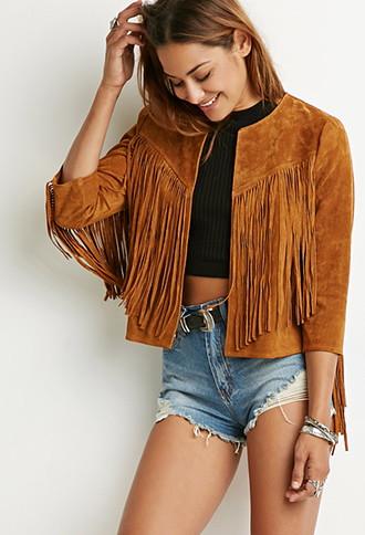 Forever21 Genuine Suede Fringe Jacket