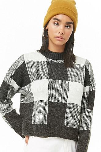 Forever21 Plaid Mock Neck Sweater