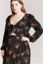 Forever21 Plus Size Floral Self-tie Crop Top