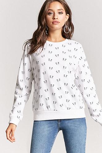 Forever21 Panda Print Fleece Pullover