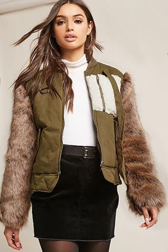 Forever21 Shaci Faux Fur Bomber Jacket