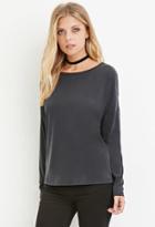 Love21 Women's  Charcoal Contemporary Boxy Long-sleeve Top