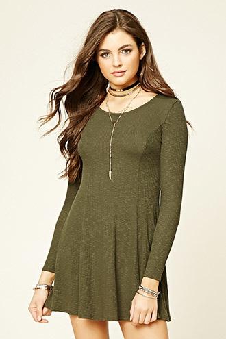 Forever21 Women's  Olive Ribbed Strappy-back Dress