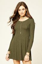 Forever21 Women's  Olive Ribbed Strappy-back Dress