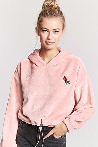 Forever21 Faux Fur Rose Hoodie