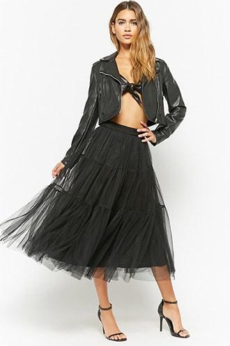 Forever21 Tiered Tulle Midi Skirt