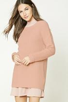 Forever21 Women's  Light Pink Purl Knit Sweater