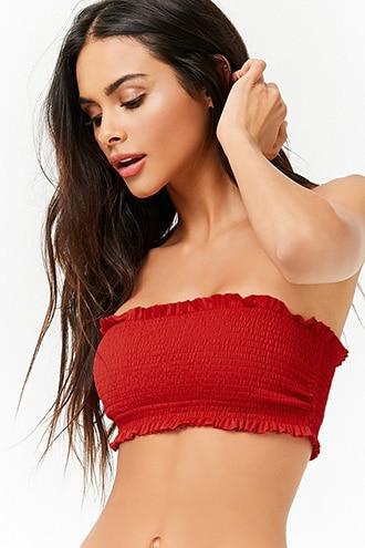 Forever21 Smocked Bandeau Bikini Top