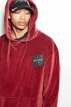 21 Men Men's  Wine Defyant Velour Patched Hoodie