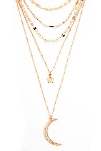 Forever21 Layered Star & Crescent Pendant Necklace