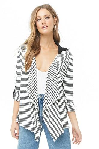 Forever21 Striped Drape-front Top