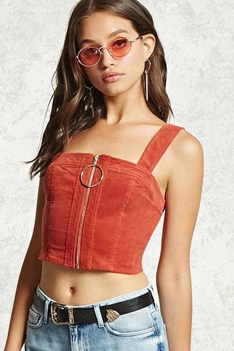 Forever21 Contemporary Corduroy Zip Top