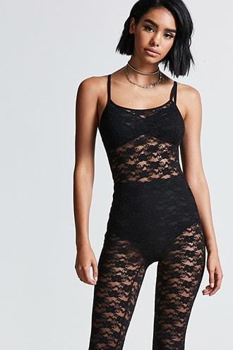 Forever21 Sheer Lace Cami Jumpsuit