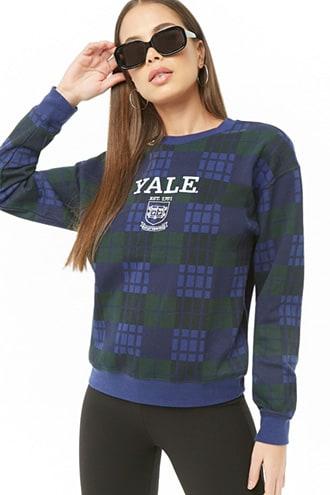 Forever21 Plaid Yale Graphic Sweatshirt