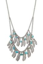 Forever21 Turquoise & Antique Silver Feather Layered Necklace