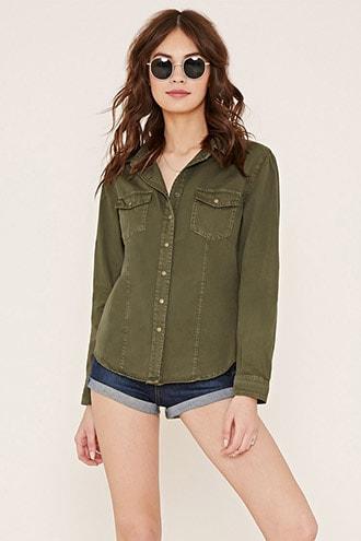 Forever21 Crinkled Pocket Shirt