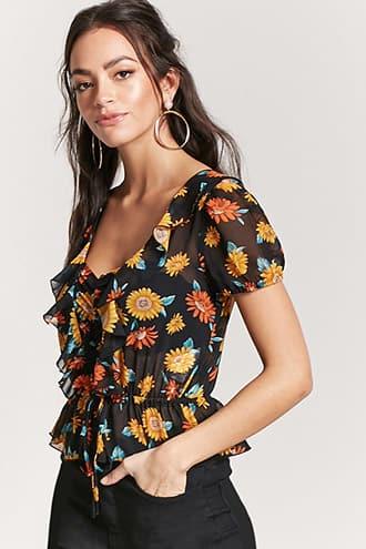 Forever21 Sheer Sunflower Ruffle Top
