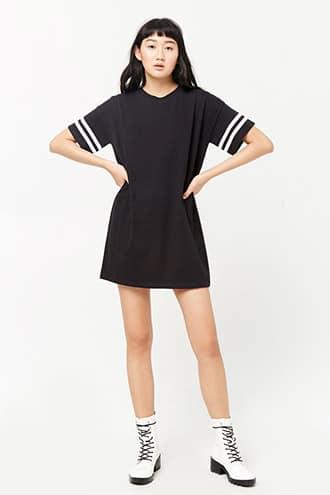 Forever21 Striped-sleeve T-shirt Dress