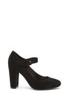 Forever21 Women's  Black Faux Suede Ankle-strap Heels