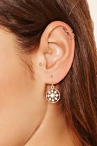Forever21 Gold & Clear Faux Gem Medallion Drop Earrings